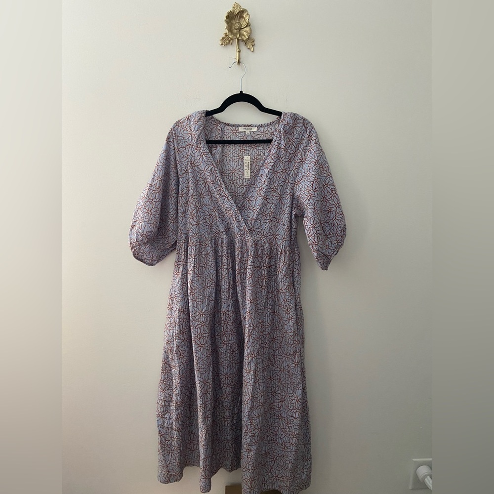 Madewell Puff Sleeve Floral Midi Dress NEW